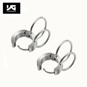 Boucles d'oreilles <span class=keywords><strong>Double</strong></span> cercles en acier inoxydable, pour femmes, accessoires de mode, idée cadeau, vente en gros - Product Image 4