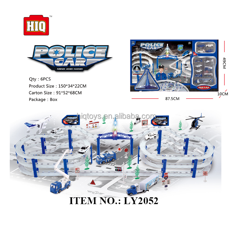 Игрушечные треки большого размера в полицейском стиле, железнодорожный автомобиль для детей