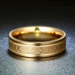 Anillo de boda de acero inoxidable para hombre, sortija de oro con número romano 24, DWR 001, 316 - Product Image 4