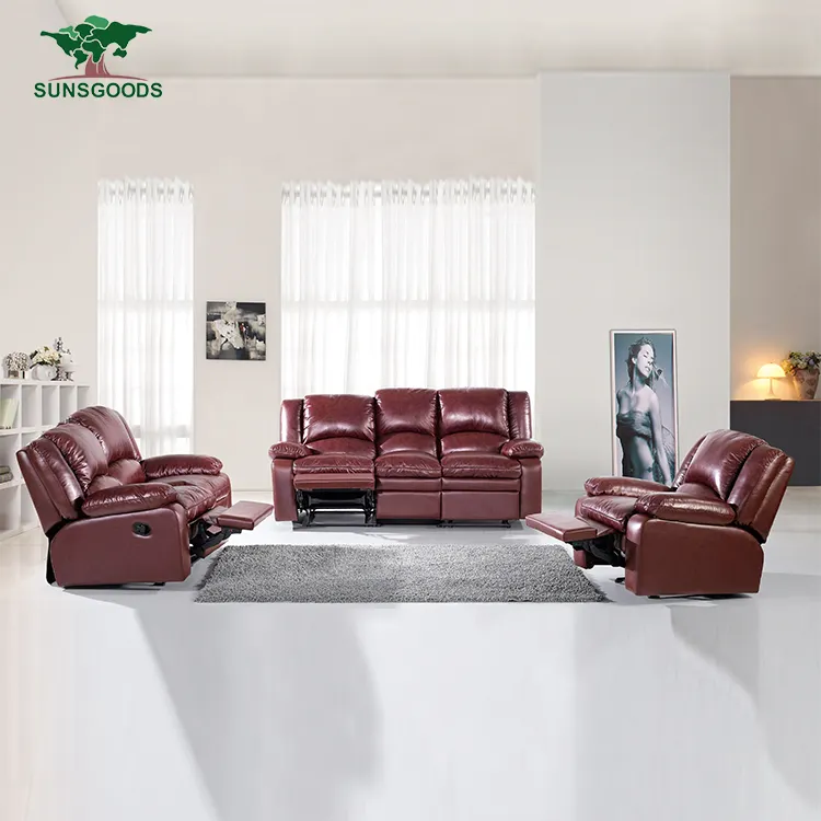 Novo design de luxo recliner sofá, móveis de sofá de couro da china