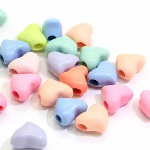 Số Lượng Lớn Bán Buôn 4Mm Lỗ Lớn Acrylic Pastel Tim Hạt Lỏng Nhựa Spacer Hạt Để Làm Đồ Trang Sức