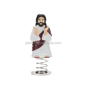 Figurine de tableau de bord de jésus en plastique, conception personnalisée avec ressorts, 1 pièce