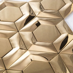 Tranh Khảm Kim Loại 3D Hình Lục Giác Vàng Kiểu Mới Phổ Biến Cho Tường Nhà Bếp - Product Image 3