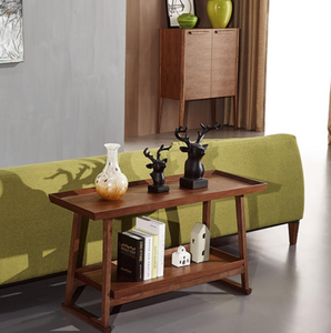 Mesa Auxiliar de Madera de 2 Niveles para Sala de Estar, Diseño Simple, Mesa Lateral Antigua - Product Image 3