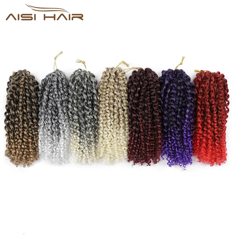 Aisi Capelli Ombre Grigio Biondo Viola Marrone Sintetico Marly Intrecciare Le Estensioni Dei Capelli Afro Ricci Crochet Trecce di Capelli per Le Donne