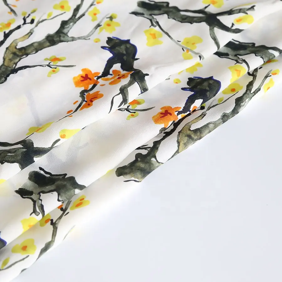 Pure Silk Crepe De Chine Fabric for Luxury Dress Custom Digital Printing