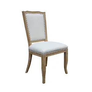 法国餐厅椅子热卖木制白色皮革餐椅