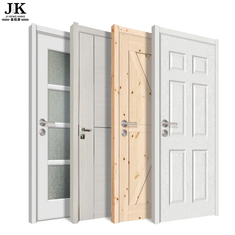 JHK-सफेद प्राइमर लकड़ी लिबास पीवीसी Melamine डब्ल्यूपीसी एबीएस दरवाजे आंतरिक