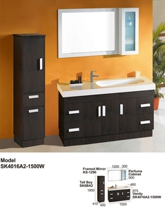 Hotel Australia Customized Washing Basin PVC Floor Bathroom <strong>Vanity</strong> <strong>Unit</strong> <strong>Wood</strong> Mirrored Hanging Sink Bathroom Cabinet Set - Product Image 5
