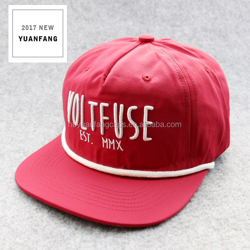 Custom 5/6 panel blank plain/3d embroidery rope bill snapback hats caps and hats