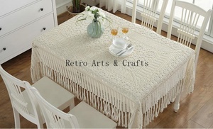 Vendita calda in stile Vintage floreale di pizzo tavolo 100% <span class=keywords><strong>cotone</strong></span> e <span class=keywords><strong>tovaglia</strong></span> all'uncinetto a mano - Product Image 2