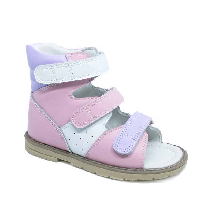 Русские детские туфли с открытым носком для девочек, Клубная обувь на плоской подошве с ортопедической подошвой