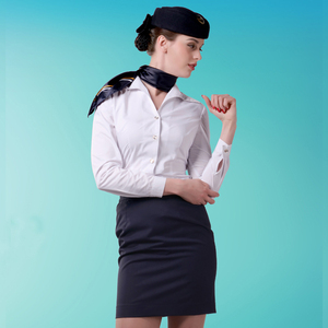 Uniforme de <span class=keywords><strong>Azafata</strong></span> de Aerolínea de Buena Calidad, Camisa Blanca y Falda Negra para Uniformes de Azafatas de Eastern Airlines - Product Image 1
