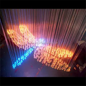 Zhong shan fábrica de luz led de fibra óptica lámpara de araña de cristal de la boda colgante libélula volando representan