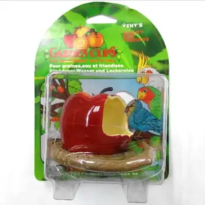 Nieuwe aankomen Apple Vorm acryl vogel feeder Geplaatst in de kooi vogel producten tuin cups