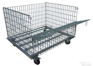 Có Thể Gập Lại Kim Loại Dây Lưới Lưu Trữ Pallet Lồng Với Bánh Xe - Product Image 2