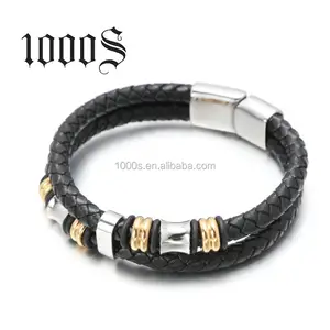 Großhandel Modeschmuck 316l Edelstahl Herren Leder Armband