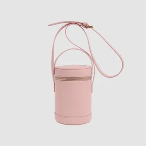 Tas Silinder Mini Pengencang Ritsleting Atas untuk Kuas Kosmetik dan Alat Lainnya