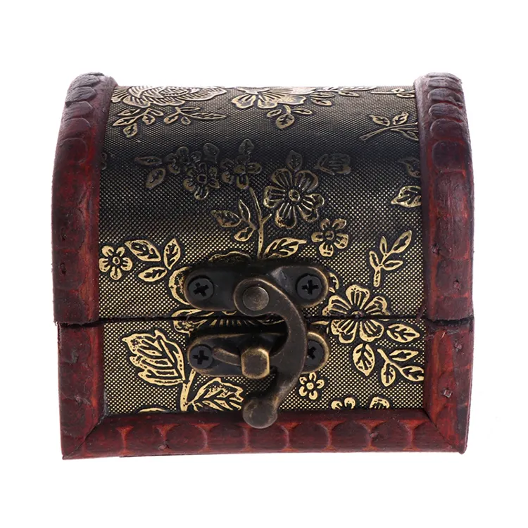 Factory custom ring necklace jewelry container creative design wooden box handheld retro jewelry box with locks