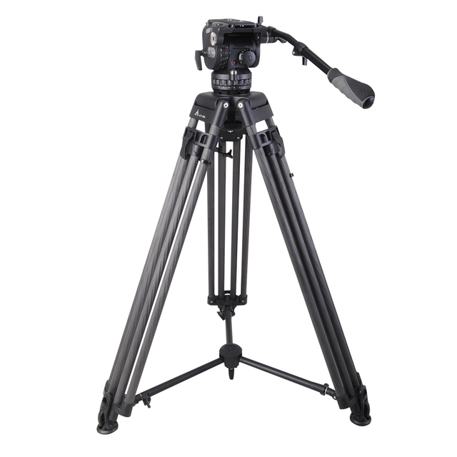 E-IMAGE EG25C PLUS Professional Heavy Duty Carbon Fiber Video Tripod with 100mm Fluid Head 28kg Payload