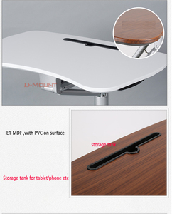 De aluminio MDF 75 cm-105 cm de altura soporte de escritorio para ordenador portátil con freno de rueda de piso móvil carro - Product Image 2