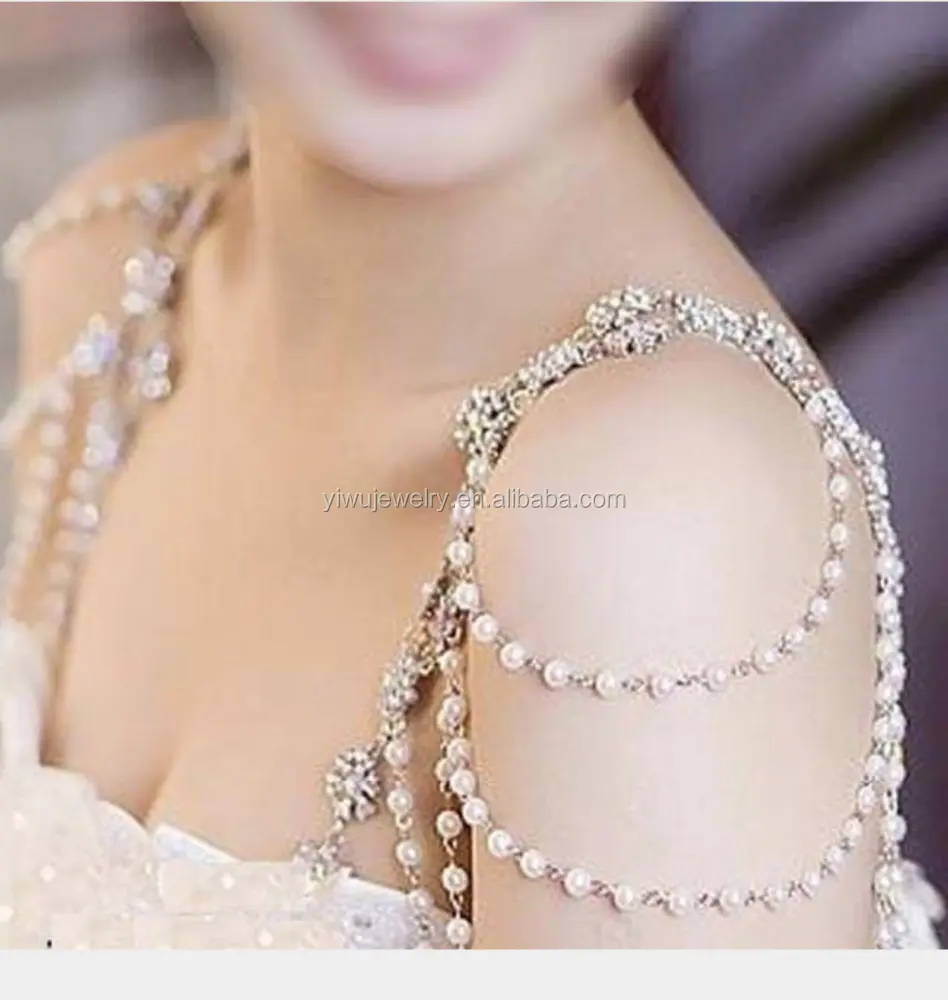 new design bling bra strap pearl shoulder chain jewelry BB172-273