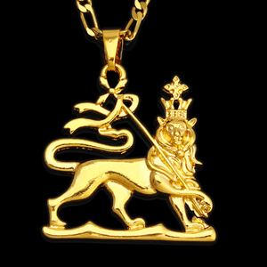 JH-colgante de aleación de León para hombre y mujer, joyería etíope, Color dorado - Product Image 4