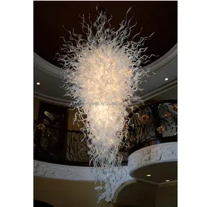 Moderno di Grandi Dimensioni A Mano LED Soffiato di Murano Lampadario In Vetro di Illuminazione per Hotel