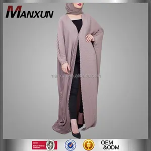 Kimono et Cardigan Maxi rose plissé pour femmes, nouveau, manches chauve-souris, Abaya devant, ouvert, style musulman, vêtements islamiques