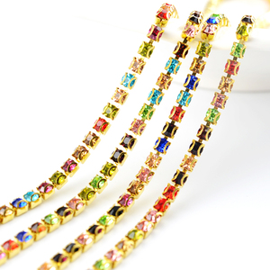 Cuivre chaîne de coupe pour la fabrication de bijoux accessoires de vêtement <span class=keywords><strong>D</strong></span> griffe cristal strass coupe chaîne en pierre rouleau strass garniture