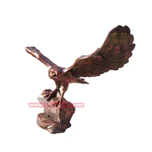 Wings Flying Eagle Statues Metal Material Sculpture Bronze Wooden Case Custom 1 Piece Europe Garden Mascot Ornaments Copper Cast