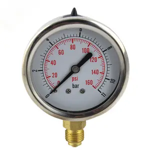 น้ำมันไฮโดรลิคเครื่องวัดความดันสแตนเลสด้านล่างการเชื่อมต่อ Manometer/ใบรับรอง CE