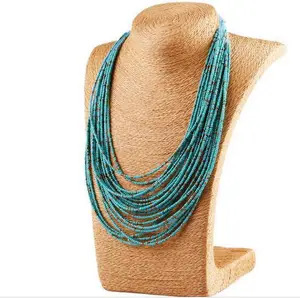 Hot selling colorful seed beads necklace multi strand bib statement necklace for women