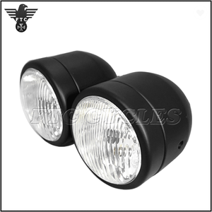 <span class=keywords><strong>Phare</strong></span> de <span class=keywords><strong>moto</strong></span> Double <span class=keywords><strong>rond</strong></span> classique noir pour Harley Street Fighter Custom Bikes - Product Image 4