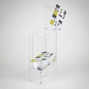 Counter top free standing clear plexiglass magazine newspaper display rack acrylic a4 paper Dump Bins