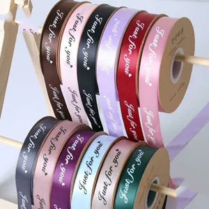 Just for you wholesale custom 25mm 1inch 100% polyester printed satin ribbon for wedding decoration