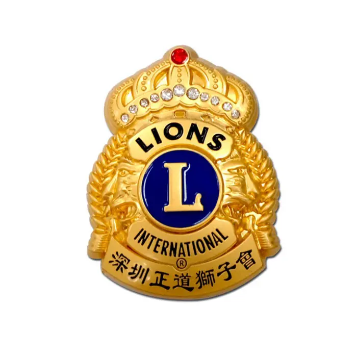 2018 3D Lions Clubs Internationalen kundenspezifischer löwe anstecknadel mit diamanten