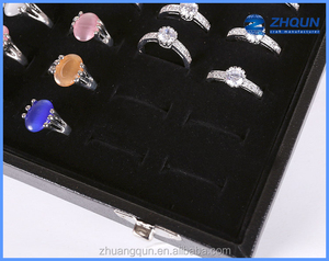 Boîtes de rangement pour bagues avec couvercle en verre transparent noir, 100 emplacements - Product Image 3