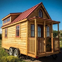 Pas cher modulaire chalet en bois préfabriqué vert sur roues conteneur minuscules maisons cabines mobile remorque maison