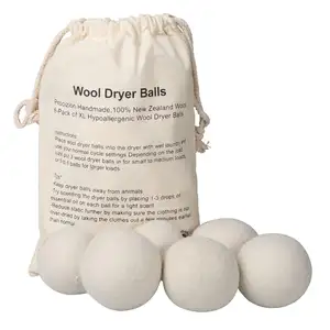 Premium Beyaz Yeni Zelanda Organik Koyun keçe çamaşır yün kurutucu top yün kurutucu top