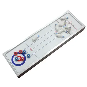 Deluxe Mekanik Logam Aluminium 3 In 1, Meja Mini Bowling Shuffleboard Permainan Pengeriting