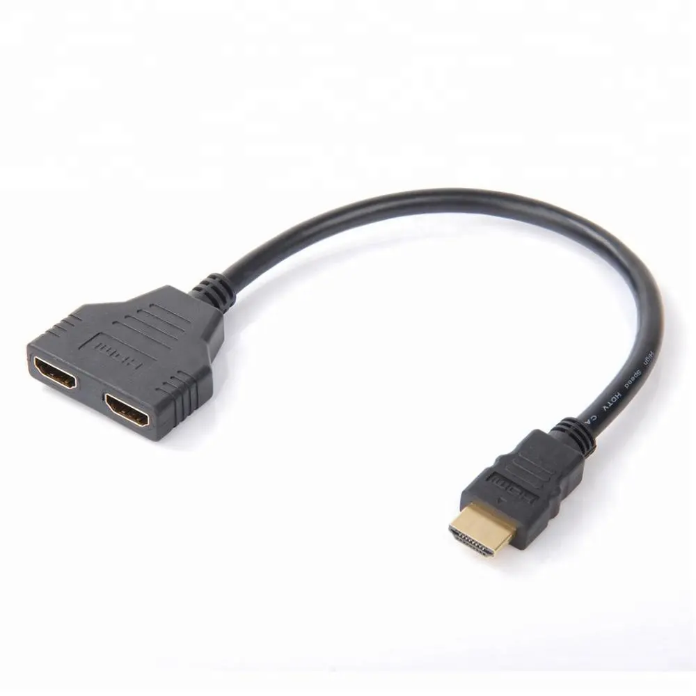 30CM 24k Gold plated 1 in 2 out HDMI to HDMI splitter cable Adapter for HDTV