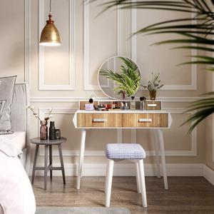 2019 Nouvelles Filles De Conception de meubles de <span class=keywords><strong>chambre</strong></span> à coucher <span class=keywords><strong>Dressing</strong></span> maquillage Table <span class=keywords><strong>Bureau</strong></span> avec Tabouret et Miroir - Product Image 2