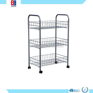 주방 보관 트롤리 3 단 금속 주방 채소 저장 선반 바퀴 - Product Image 2
