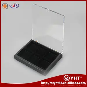 2 3 4 5 6 PCS चीन कारखाने स्मारक लकड़ी सिक्का बॉक्स लकड़ी के आधार के साथ