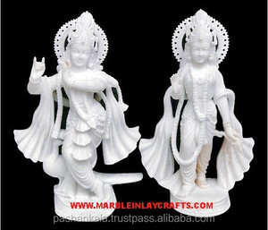 Statue Krishna en marbre Antique, 16 pouces - Product Image 1