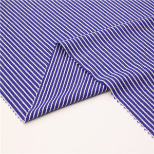 Tissu en tricot côtelé 1x1 à rayures bleues et blanches, sur mesure, directement de l'usine, pour col de t-shirt, très demandé - Product Image 1