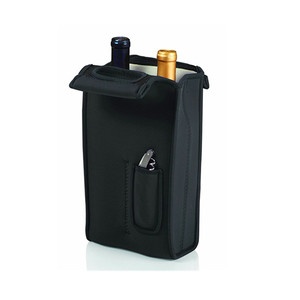 Thiết kế mới Neoprene 2 chai rượu vang tàu sân bay Tote túi màu đen đơn giản OEM da sang trọng Túi rượu Tote cách nhiệt không thấm nước Ice Cooler - Product Image 6