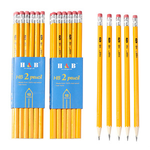 Perlengkapan Seni Pabrik Pensil Sekolah Tiongkok HB 12 Buah Pensil Kuning Kayu