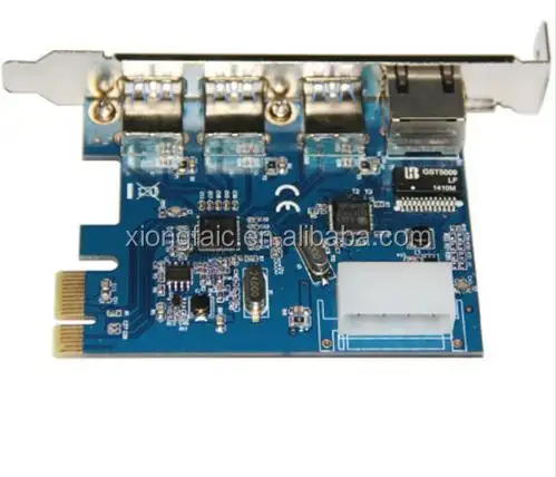 LTU3-3UR Expansion Card Desktop PCI-E to 3-Port USB 3.0 + USB 3.0 Ethernet RJ45 Port